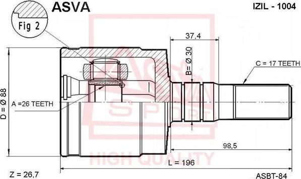 ASVA ISIL-1004 - Шарнирный комплект, ШРУС, приводной вал autospares.lv