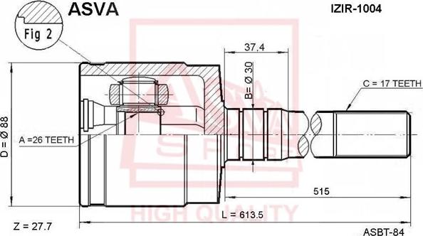 ASVA ISIR-1004 - Шарнирный комплект, ШРУС, приводной вал autospares.lv