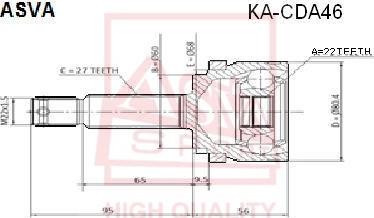 ASVA KA-CDA46 - Шарнирный комплект, ШРУС, приводной вал autospares.lv