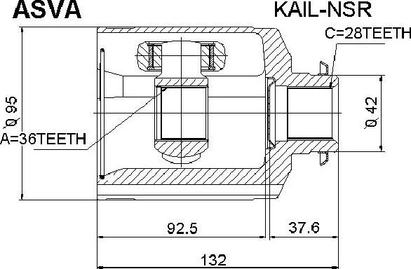 ASVA KAIL-NSR - Шарнирный комплект, ШРУС, приводной вал autospares.lv