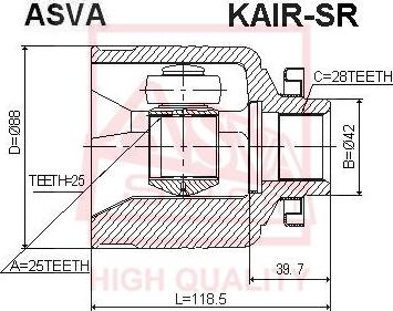 ASVA KAIR-SR - Шарнирный комплект, ШРУС, приводной вал autospares.lv