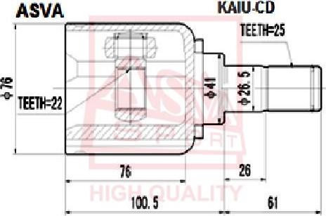 ASVA KAIU-CD - Шарнирный комплект, ШРУС, приводной вал autospares.lv