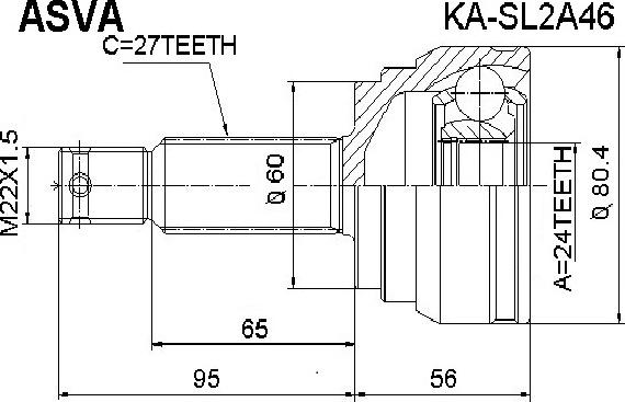 ASVA KA-SL2A46 - Шарнирный комплект, ШРУС, приводной вал autospares.lv