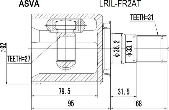 ASVA LRIL-FR2AT - Шарнирный комплект, ШРУС, приводной вал autospares.lv