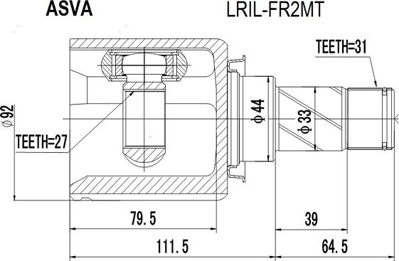 ASVA LRIL-FR2MT - Шарнирный комплект, ШРУС, приводной вал autospares.lv