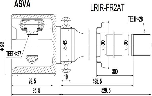 ASVA LRIR-FR2AT - Шарнирный комплект, ШРУС, приводной вал autospares.lv