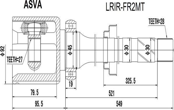 ASVA LRIR-FR2MT - Шарнирный комплект, ШРУС, приводной вал autospares.lv