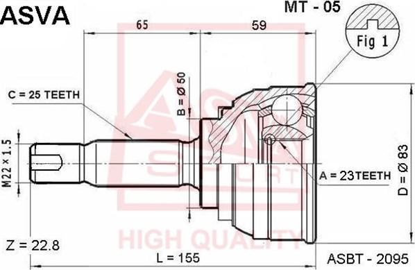 ASVA MT-05 - Шарнирный комплект, ШРУС, приводной вал autospares.lv