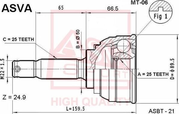 ASVA MT-06 - Шарнирный комплект, ШРУС, приводной вал autospares.lv