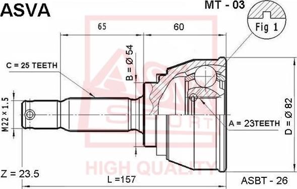 ASVA MT-03 - Шарнирный комплект, ШРУС, приводной вал autospares.lv