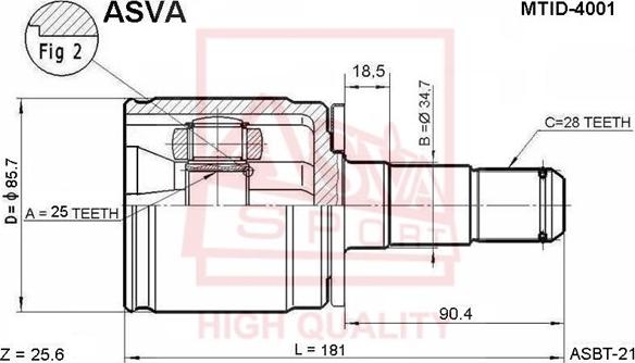 ASVA MTID-4001 - Шарнирный комплект, ШРУС, приводной вал autospares.lv