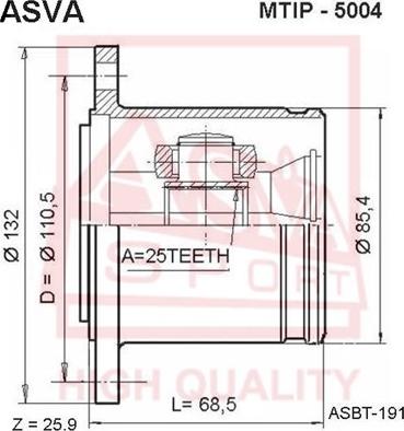 ASVA MTIP-5004 - Шарнирный комплект, ШРУС, приводной вал autospares.lv