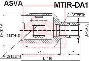 ASVA MTIR-DA1 - Шарнирный комплект, ШРУС, приводной вал autospares.lv