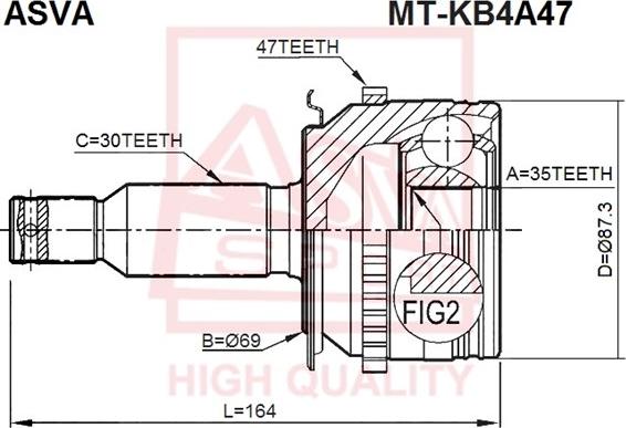 ASVA MT-KB4A47 - Шарнирный комплект, ШРУС, приводной вал autospares.lv