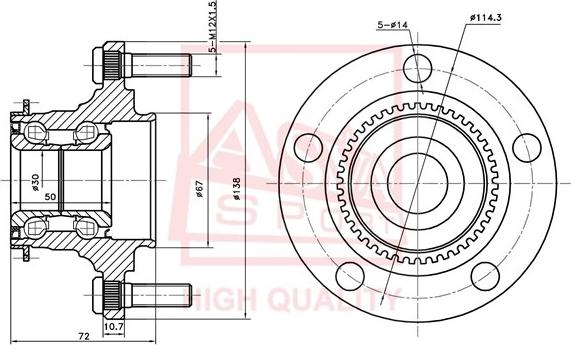 ASVA MTWH-CUA43R - Ступица колеса, поворотный кулак autospares.lv