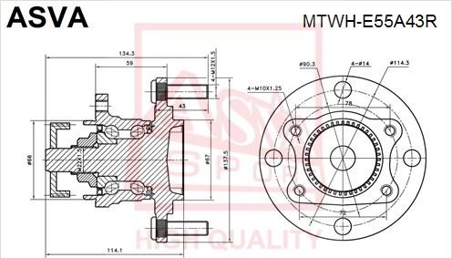 ASVA MTWH-E55A43R - Ступица колеса, поворотный кулак autospares.lv