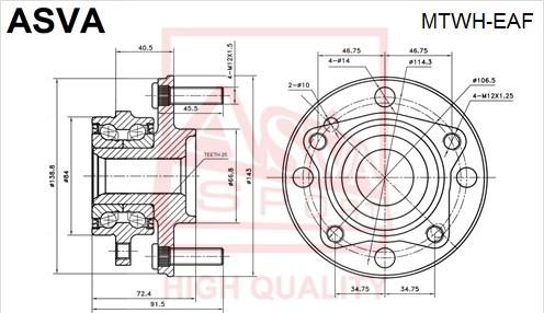 ASVA MTWH-EAF - Ступица колеса, поворотный кулак autospares.lv