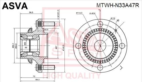 ASVA MTWH-N33A47R - Ступица колеса, поворотный кулак autospares.lv