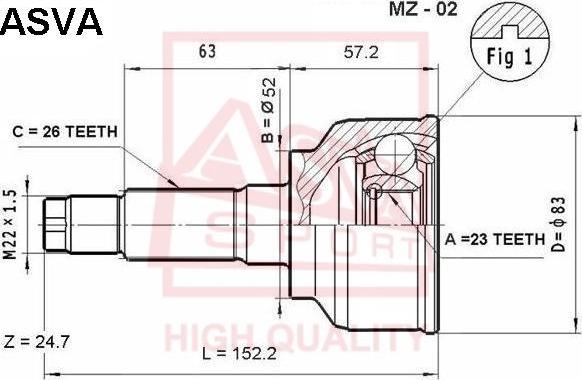 ASVA MZ-02 - Шарнирный комплект, ШРУС, приводной вал autospares.lv