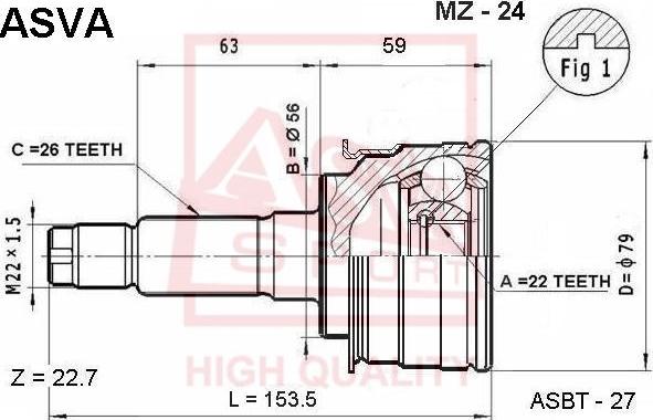 ASVA MZ-24 - Шарнирный комплект, ШРУС, приводной вал autospares.lv