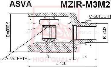 ASVA MZIR-M3M2 - Шарнирный комплект, ШРУС, приводной вал autospares.lv