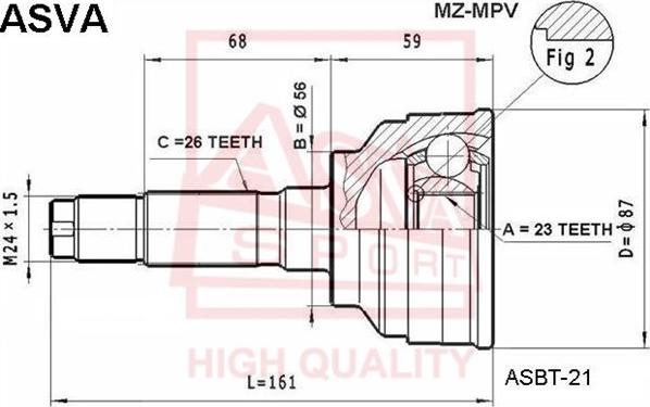 ASVA MZ-MPV - Шарнирный комплект, ШРУС, приводной вал autospares.lv