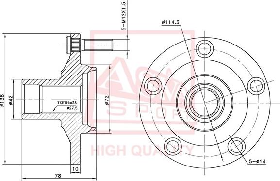 ASVA MZWH-5F - Ступица колеса, поворотный кулак autospares.lv