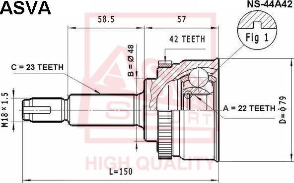 ASVA NS-44A42 - Шарнирный комплект, ШРУС, приводной вал autospares.lv