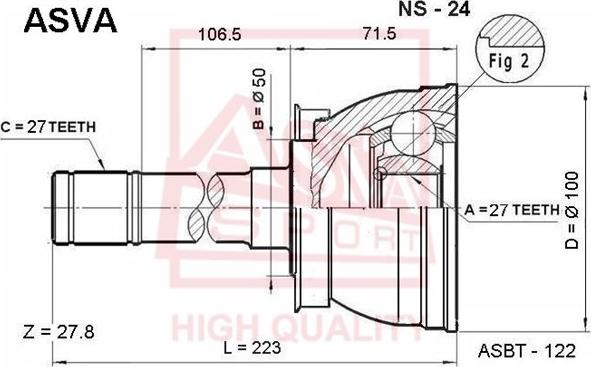 ASVA NS-24 - Шарнирный комплект, ШРУС, приводной вал autospares.lv