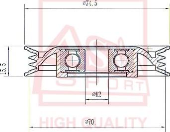 ASVA NSBP-009 - Ролик натяжителя, клиновой ремень autospares.lv