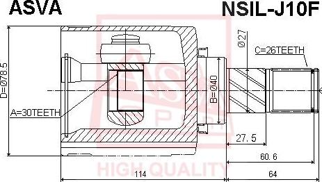 ASVA NSIL-J10F - Шарнирный комплект, ШРУС, приводной вал autospares.lv