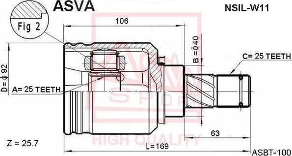 ASVA NSIL-W11 - Шарнирный комплект, ШРУС, приводной вал autospares.lv