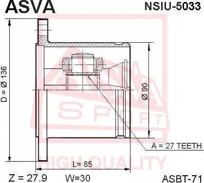 ASVA NSIU-5033 - Шарнирный комплект, ШРУС, приводной вал autospares.lv