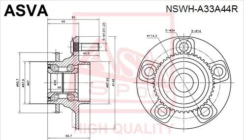 ASVA NSWH-A33A44R - Ступица колеса, поворотный кулак autospares.lv