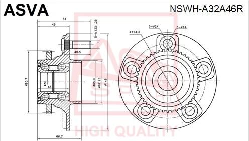 ASVA NSWH-A32A46R - Ступица колеса, поворотный кулак autospares.lv