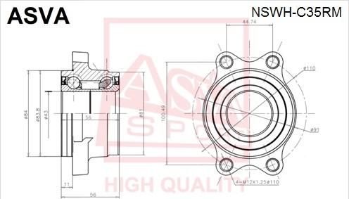 ASVA NSWH-C35RM - Ступица колеса, поворотный кулак autospares.lv