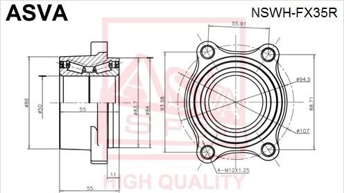 ASVA NSWH-FX35R - Ступица колеса, поворотный кулак autospares.lv