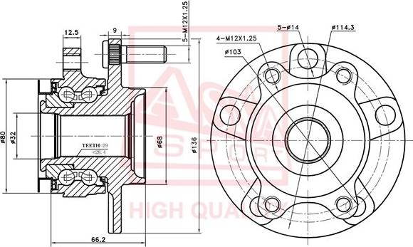 ASVA NSWH-J10F - Ступица колеса, поворотный кулак autospares.lv