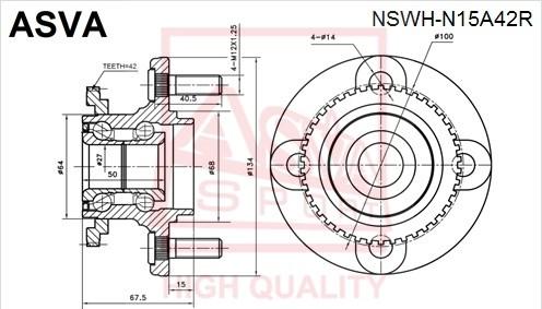 ASVA NSWH-N15A42R - Ступица колеса, поворотный кулак autospares.lv