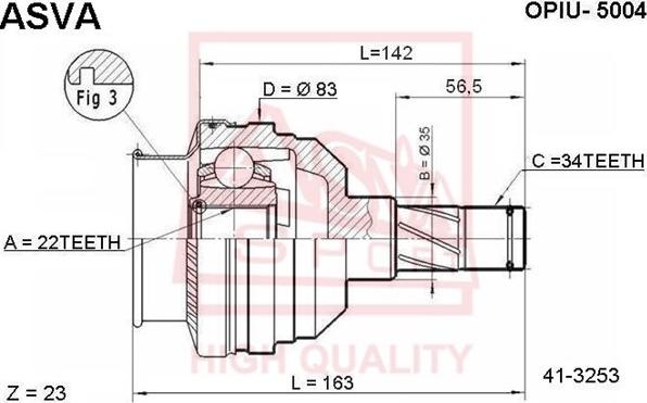 ASVA OPIU-5004 - Шарнирный комплект, ШРУС, приводной вал autospares.lv