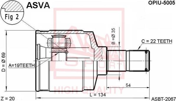 ASVA OPIU-5005 - Шарнирный комплект, ШРУС, приводной вал autospares.lv