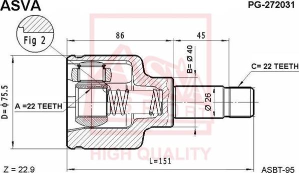 ASVA PG-272031 - Шарнирный комплект, ШРУС, приводной вал autospares.lv