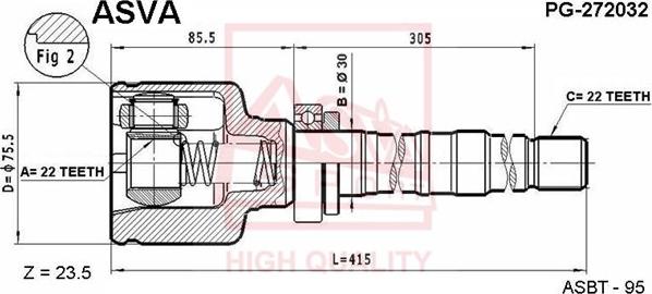 ASVA PG-272032 - Шарнирный комплект, ШРУС, приводной вал autospares.lv