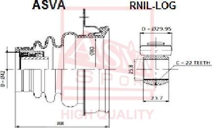 ASVA RNIL-LOG - Шарнирный комплект, ШРУС, приводной вал autospares.lv