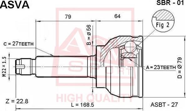 ASVA SBR-01 - Шарнирный комплект, ШРУС, приводной вал autospares.lv