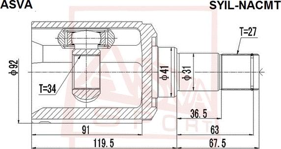 ASVA SYIL-NACMT - Шарнирный комплект, ШРУС, приводной вал autospares.lv