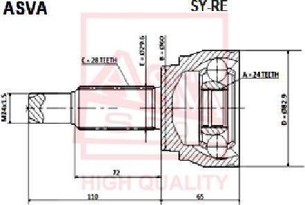 ASVA SY-RE - Шарнирный комплект, ШРУС, приводной вал autospares.lv