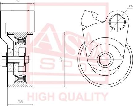 ASVA TYBP-042 - Ролик натяжителя, клиновой ремень autospares.lv