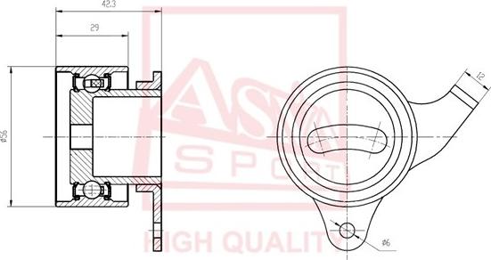 ASVA TYBP-020 - Ролик натяжителя, клиновой ремень autospares.lv