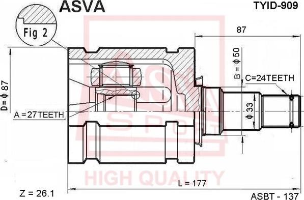 ASVA TYID-909 - Шарнирный комплект, ШРУС, приводной вал autospares.lv